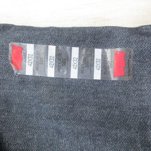 Levi's 505 Jeans Men Size 42x32 Blue Dark Wash Red Tape Regular Fit Straight Leg - Picture 7 of 9